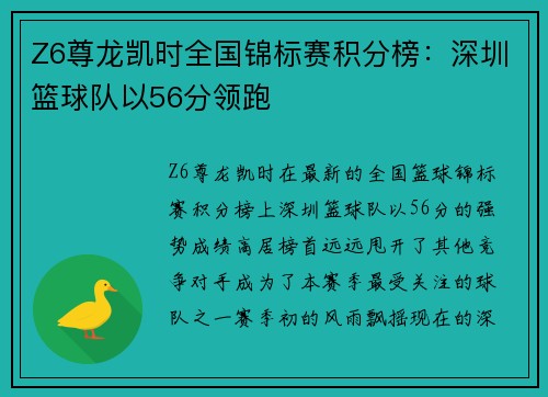 Z6尊龙凯时全国锦标赛积分榜：深圳篮球队以56分领跑