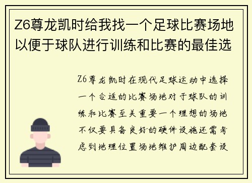Z6尊龙凯时给我找一个足球比赛场地以便于球队进行训练和比赛的最佳选择
